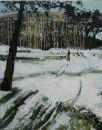 "Quiet on the Hill" oil on paper, 49 x 39 cms