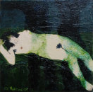 "The Grass My Bed" oil on canvas 20cm x 20cm (W.B. Yeats, Crazy Jane)