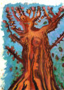 "Tree with Falling Leaves" Acrylic on paper, 33 x 23cm