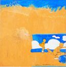 "Beach and Childs bucket" mixed media on paper 15" x 15" 1971