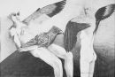 "Free to fly I", penicil on paper, 15 x 22inches, 1978