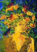 1987 "Head with plants and birds"