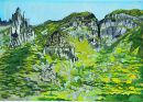 "Hidden Village, County Antrim", acrylic on paper, 1976