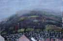 Misty Houses; Black Mountain, acrylic on paper 36 x 53cms