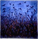 "Roosting Rooks at Clotworthy 2", mixed media on board, 56cm x 56cm