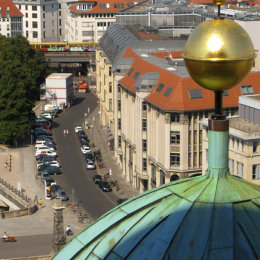 Gold sphere above a dome at Berliner Dom.