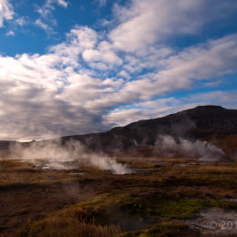 Field of hot springs in the Haukadalur valley.