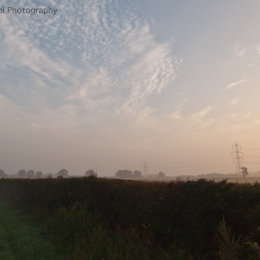 Sunrise on a misty morning.