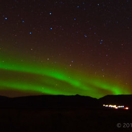 The Northern Lights overlooking Grundarhverfi