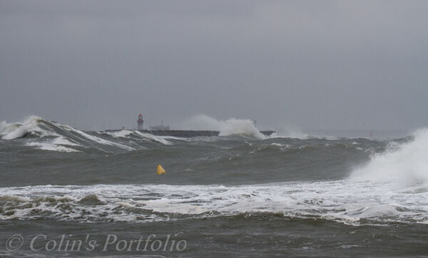 The east pier is almost submerged