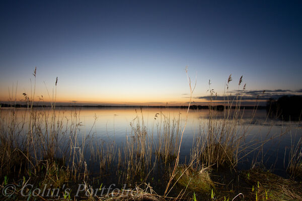 Just after sunset on a still winters day.