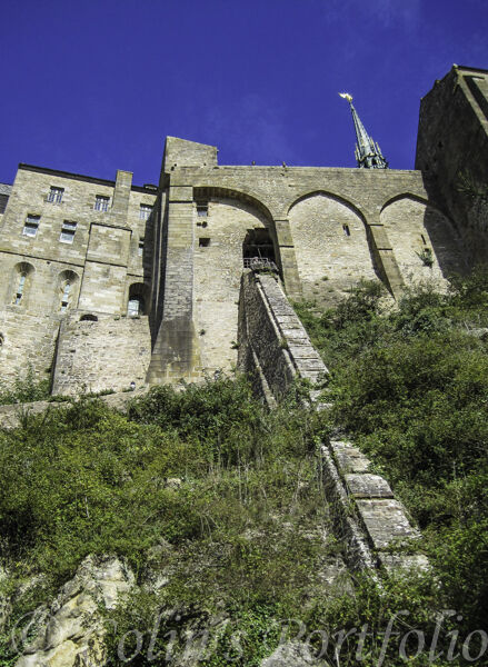 The exterior stone channel on which food was hauled up to the abbey in the open air.