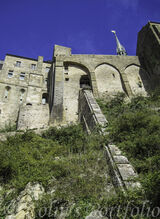 The exterior stone channel on which food was hauled up to the abbey in the open air.