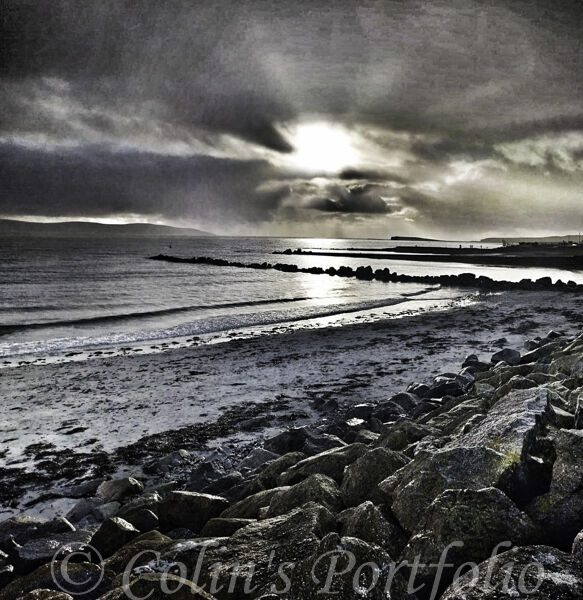 Evening autumn sun on Salthill beach