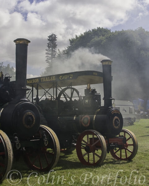 Two Ransomes Sims & Jefferies engines generating plenty of smoke.