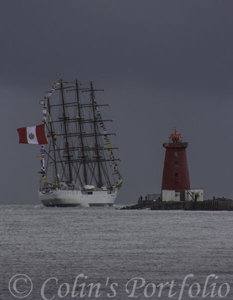 The Peruvian Navy sail training vessel, "BAP Union" leaving Dublin Port