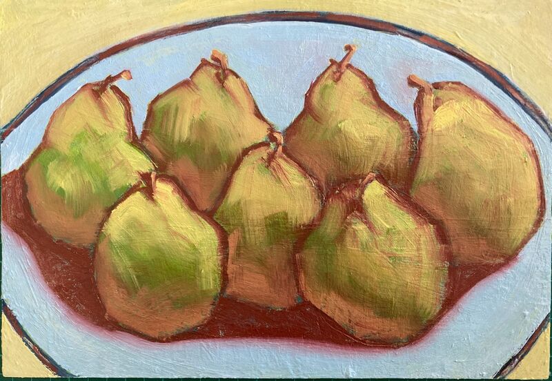 Pears on Blue Plate