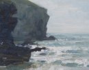 53. 'Rough sea, Trebarwith' Oil 15x20cm