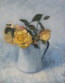 31. 'Yellow roses in a white jug' Oil 30x37cm