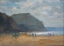 62. 'Light on sea, Golden Cap' Oil 15x20cm