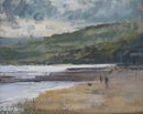 'Walking on Charmouth beach' Oil 20x25cm