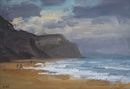 'Winter day, Golden Cap' Oil on Paper 11x16cm