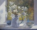 'White Marigolds in the window' Oil 40x50cm SOLD