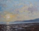 'End of the day, Charmouth'. Oil. 20x25cm