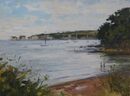 'Paddling at Studland'. Oil. 30x40cm