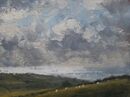 'Sun on the sea and sheep'. Oil 13x17cm
