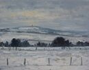 'View to Hardy's Monument in the snow'. Oil. 20x25cm