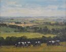 'Cows on Poudbury Hillfort'. Oil 20x25cm