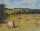 'Hay Bales and Hardy's Monument'. Oil. 40x50cm