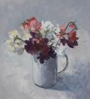 'Sweet Peas in a white jug'. Oil. 28x30cm SOLD