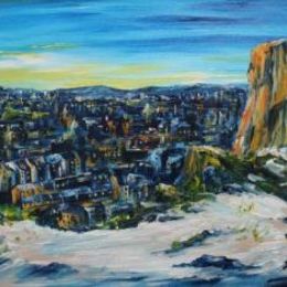 Snow falls on the Crags