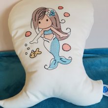 Embroidered mermaid cushion