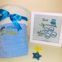 Fluffy Embroidered baby blanket