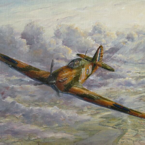 'Brief Peace over the Estuary'- Hurricane of No. 111 Squadron Hurricane of 111 Squadron over Thames Estuary