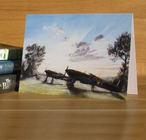 'Dawn Readiness' - Hurricanes of No. 32 Squadron, Biggin Hill, 1940. (AV2) Painting of Hurricanes at dawn.