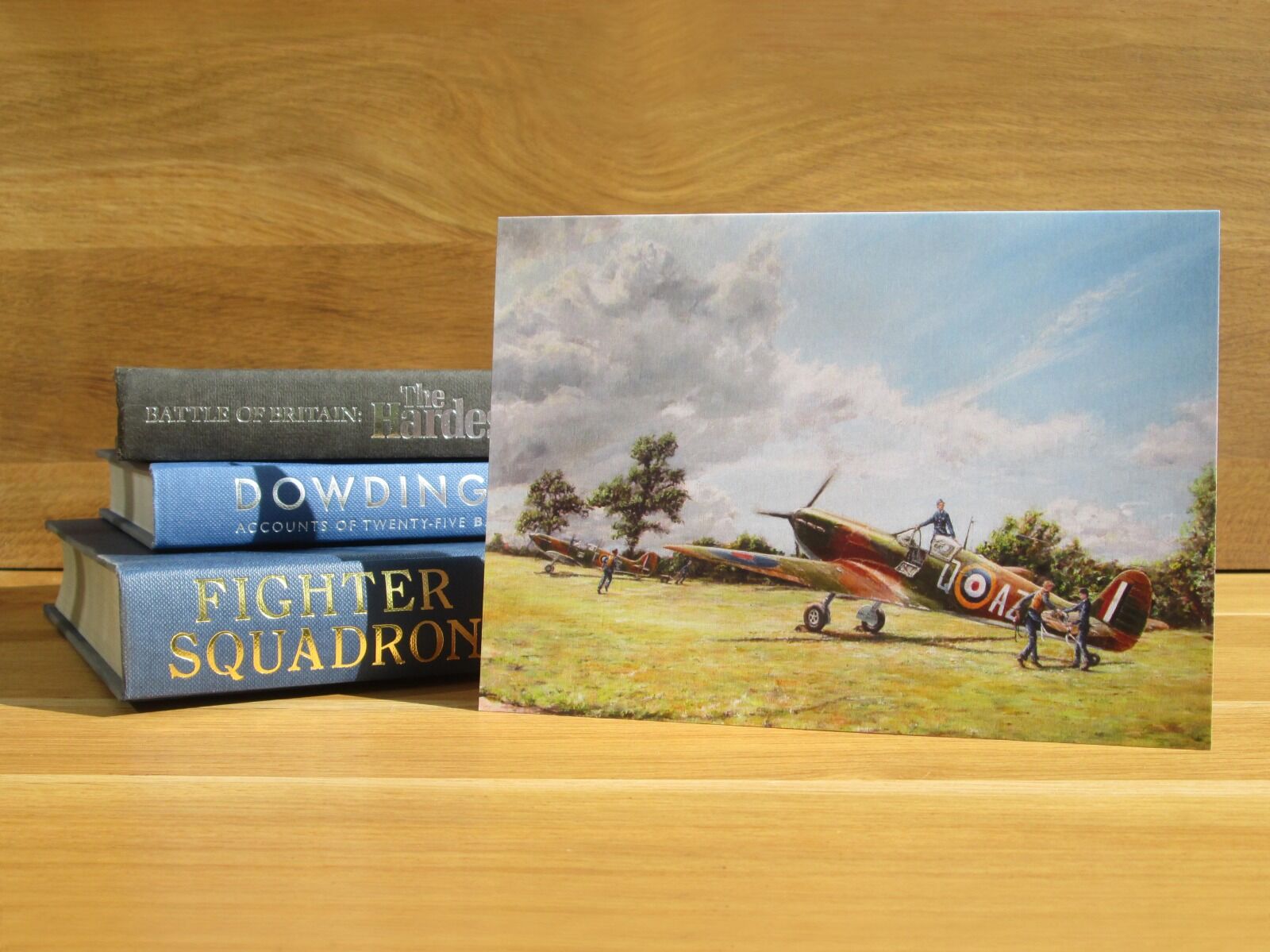 Painting of pilots running to their Spitfires.