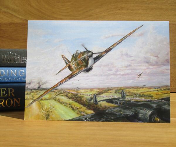 'Stirring the Hornets' Nest'- Hurricanes of 'Treble One', No. 111 Squadron, Kenley, 1940. (AV12) Hurricane aircraft in low level aerial combat.