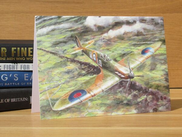 Detail- 'Fight over Ford' - Spitfire of F/Lt. P.J. Ferguson, 602 Squadron, 1940. (AV24) Painting of Spitfire in combat over Ford Aerodome Sussex