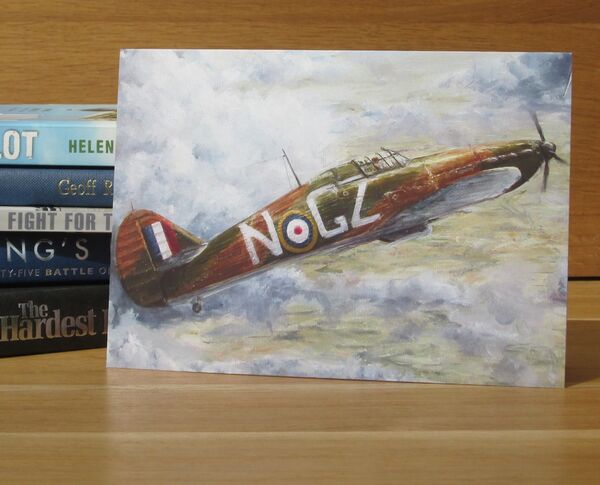 Detail - 'Two Minutes to Close' - Hurricane of F/Lt. H. a' B. Russell, 32 Squadron, Sussex, 1940. (AV25) Painting of Hurricane turning into combat.