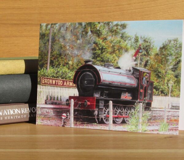 'Welsh Guardsman at Bronwydd Arms' - WD 71516 Austerity 0-6-0ST (R3) Painting of tank engine at Bronwydd Arms Station
