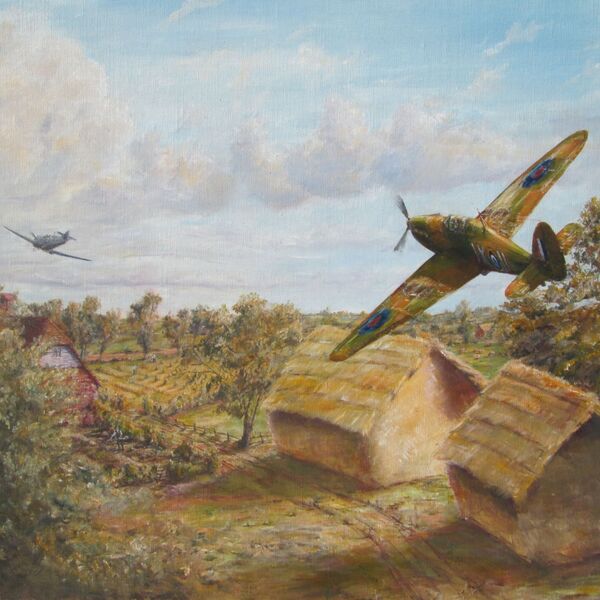 'The Long Chase' - Hurricane of Sq/L. David Alwyne Pemberton, No. 1 Squadron Hurricane of No.1 Squadron Sq./L. David Pemberton in Pursuit of Me109