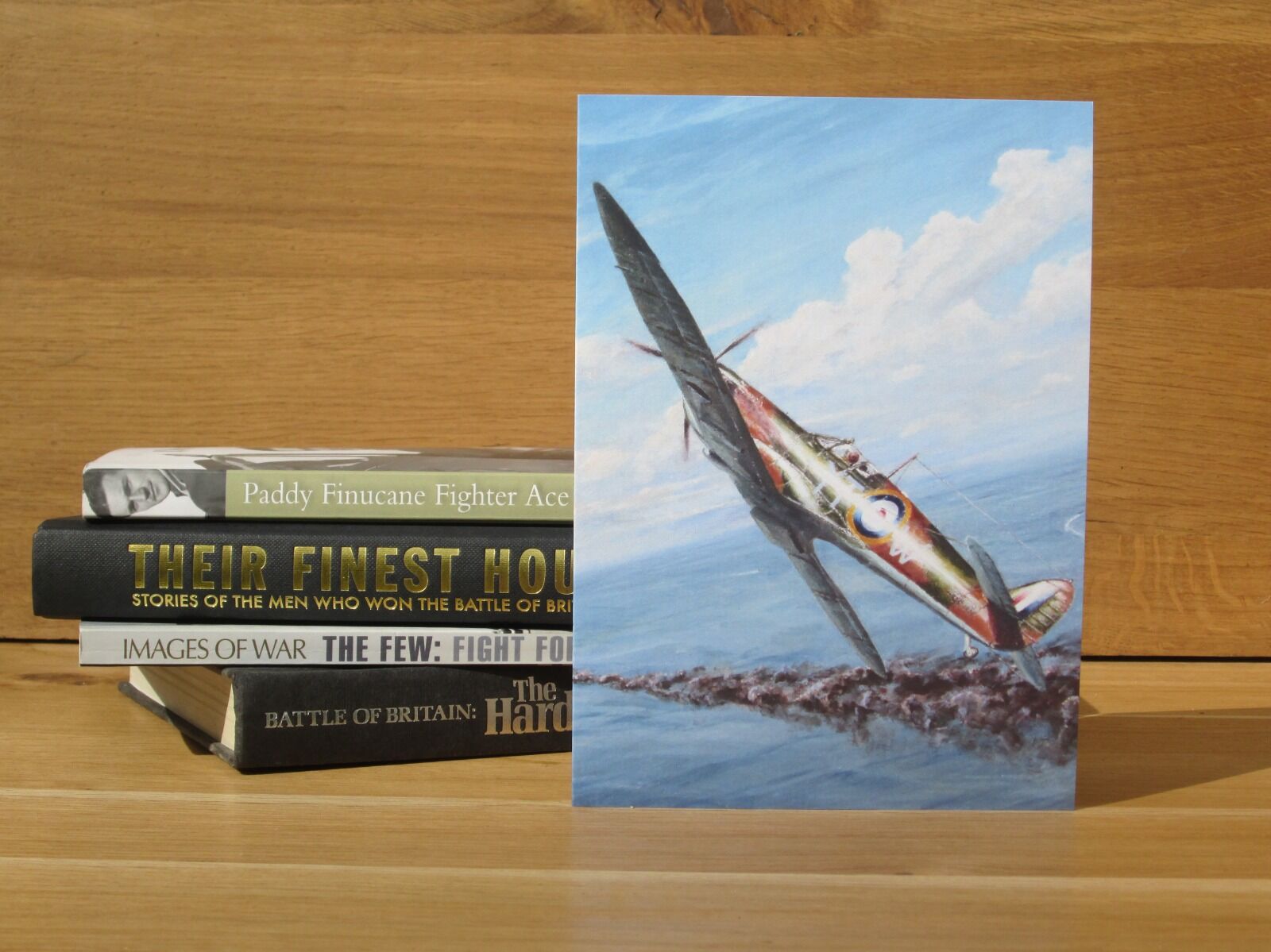 Painting of Spitfire in combat over the sea