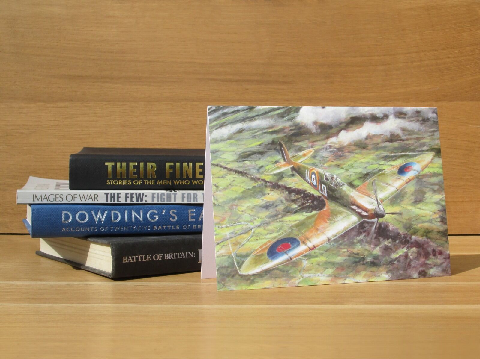 Painting of Spitfire in combat over Ford Aerodome Sussex