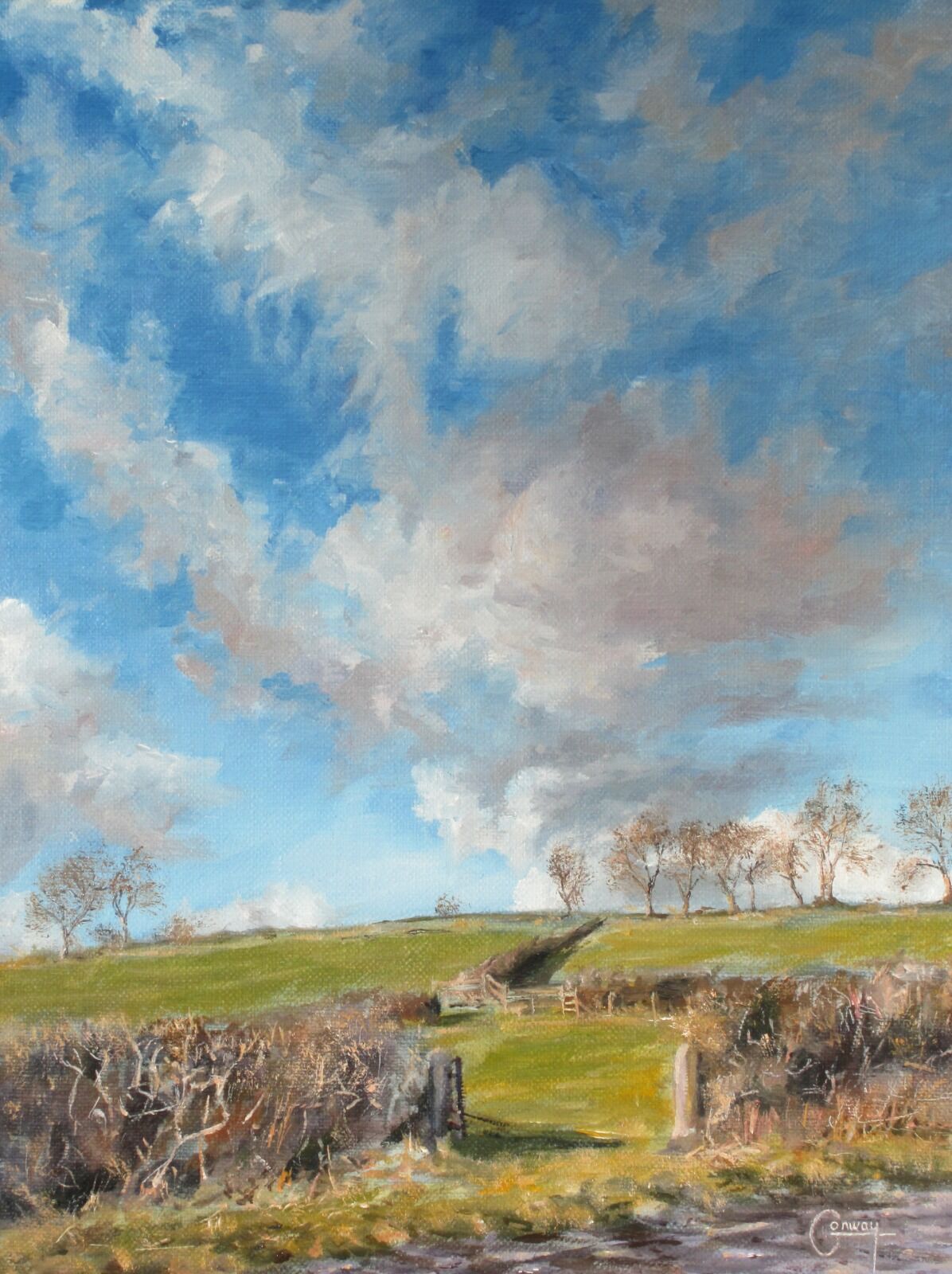 This painting 'Early Winter Cloudscape' intends to capture a fleeting moment of experience. What is it about realist painting that that allows it to stimulate deep connections with our memory?