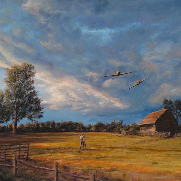 'Hurricanes Low' Low Flying Hurricanes over farm