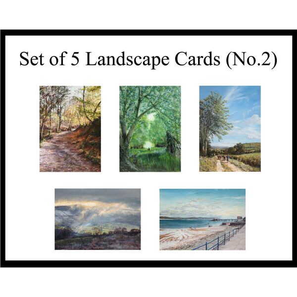 Set of 5 Landscape greetings cards, 5"x7", Pack No.2, designs L6 and L8-11 5 Countryside paintings